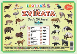 Přírodověda Sada 24 karet exotická zvířata 2 A7 10x7cm