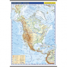 Severní Amerika školní nástěnná fyzická mapa 1 : 9,5 mil