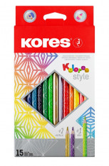 Trojhranné pastelky Kores Kolores Style 15ks