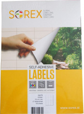 Etikety na archu A4 Sorex 38x21,2mm/6500 etiket/kulatý roh