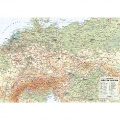 Střední Evropa nástěnná obecně zeměpisná mapa