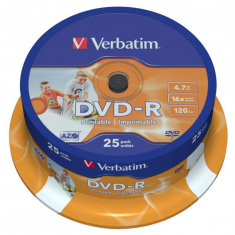 Verbatim DVD-R 4.7GB 16x, 25ks potisknutelné