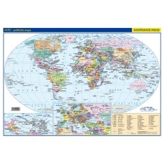Svět příruční mapa fyzická  politická