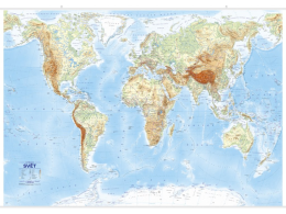Svět státy a reliéf nástěnná mapa 1 : 26 000 000