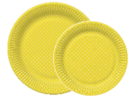 Papírové talíře žlutý puntík 8ks