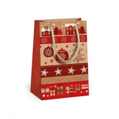 Vánoční dárková taška 10x16cm natur