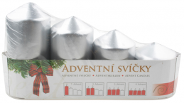 Adventní svíčky 4ks stříbrné