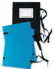 Spisové desky s tkanicí A4 modré a černé se štítkem