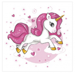 Papírové ubrousky Pink Heart Unicorn 20ks