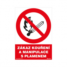 Samolepka Zákaz kouření a manipulace s plamenem A4