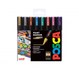 Sada popisovačů Posca PC-5M 8ks metalické mix barev