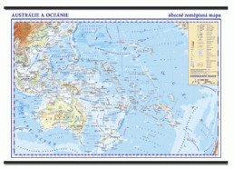 Austrálie, Oceánie  nástěnná obecně zeměpisná mapa 1 : 13 mil