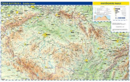 Česká republika nástěnná fyzická mapa 1 : 500 000