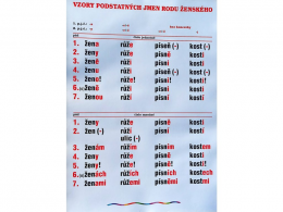 1.-5.ročník Český jazyk Vzory podstatných jmen rodu ženského nástěnná tabule