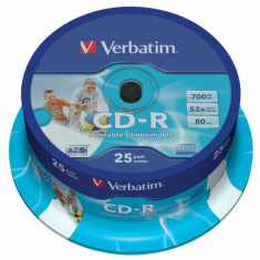 Verbatim CD-R 700MB 52x, 25ks potisknutelné