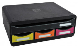 Zásuvkový box Exacompta A4 maxi nízký černý/duhový - 4 zásuvky