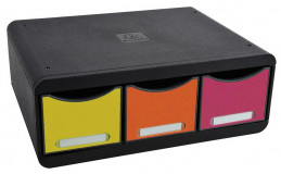 Zásuvkový box Exacompta A4 maxi nízký černý/duhový - 3 zásuvky