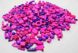 Korálky dřevěné 1000ks růžovo-fialové