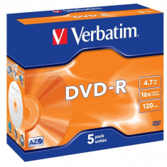 Verbatim DVD-R 4.7GB 16x, 5ks silná krabička