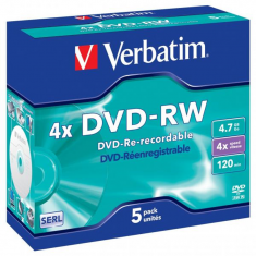 Verbatim DVD-RW 4.7GB 4x, 5ks přepisovatelné