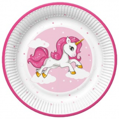 Papírový talíř Pink Unicorn 23cm 8ks