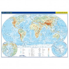 Svět příruční mapa fyzická  politická