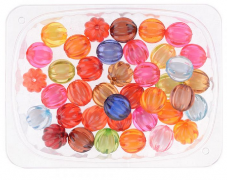 Plastové korálky barevné s vroubky
