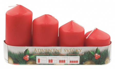 Adventní svíčky 4ks červené