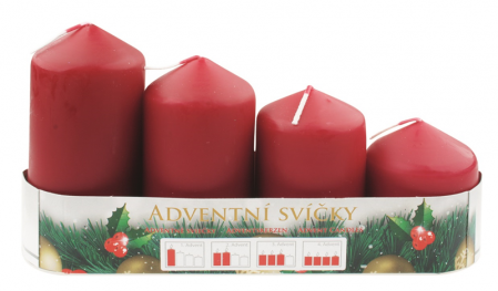 Adventní svíčky 4ks bordó
