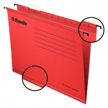 Závěsné desky A4 Esselte Classic červené 25ks