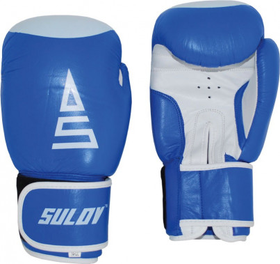 Box rukavice SULOV® kožené 12oz., modro-bílé