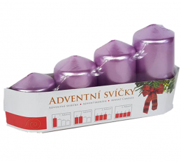 Adventní svíčky 4ks světle fialové