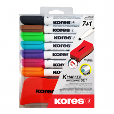 Kores K-Marker Whiteboard set 7 barev+mazací houbička