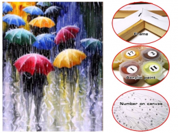 Malování podle čísel na plátně Deštníky
