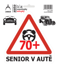 Samolepka ,,Senior v autě 70+´´