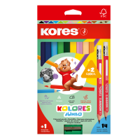 Trojhranné pastelky Kores Kolores Jumbo 12ks s ořezávátkem