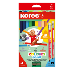 Trojhranné pastelky Kores Kolores Jumbo 12ks s ořezávátkem
