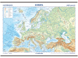 Evropa školní nástěnná fyzická mapa 1 : 5 mil