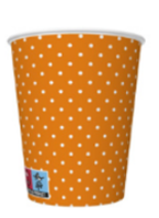 Papírové kelímky Puntíky oranžový 8ks