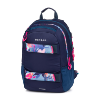 Studentský batoh+etue Oxy Sport Flowers Blue