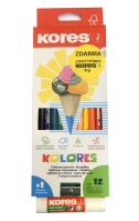 Trojhranné pastelky Kores Kolores 12ks + ořezávátko a lepidlo