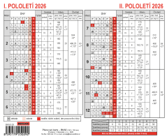 Kalendář 2026 Plánovací karta