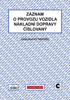 Záznam o provozu vozidla A4 číslovaný