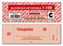 Bločkové vstupenky 1 - 100