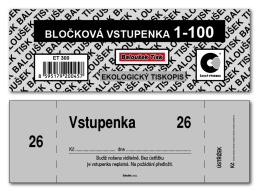 Bločkové vstupenky 1 - 100