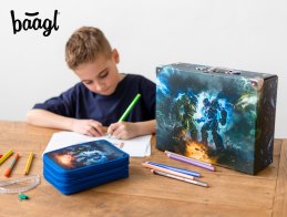 Skládací školní kufřík Baagl Roboti