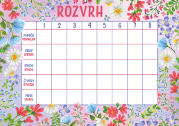 Rozvrh hodin A5 Květiny