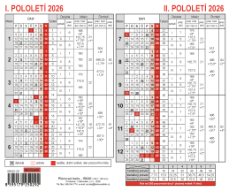Kalendář 2026 Plánovací karta