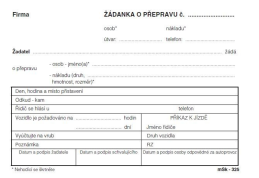Žádanka o přepravu NCR A6/325
