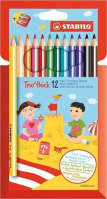 Trojhranné pastelky Stabilo Trio thick 12ks + ořezávátko